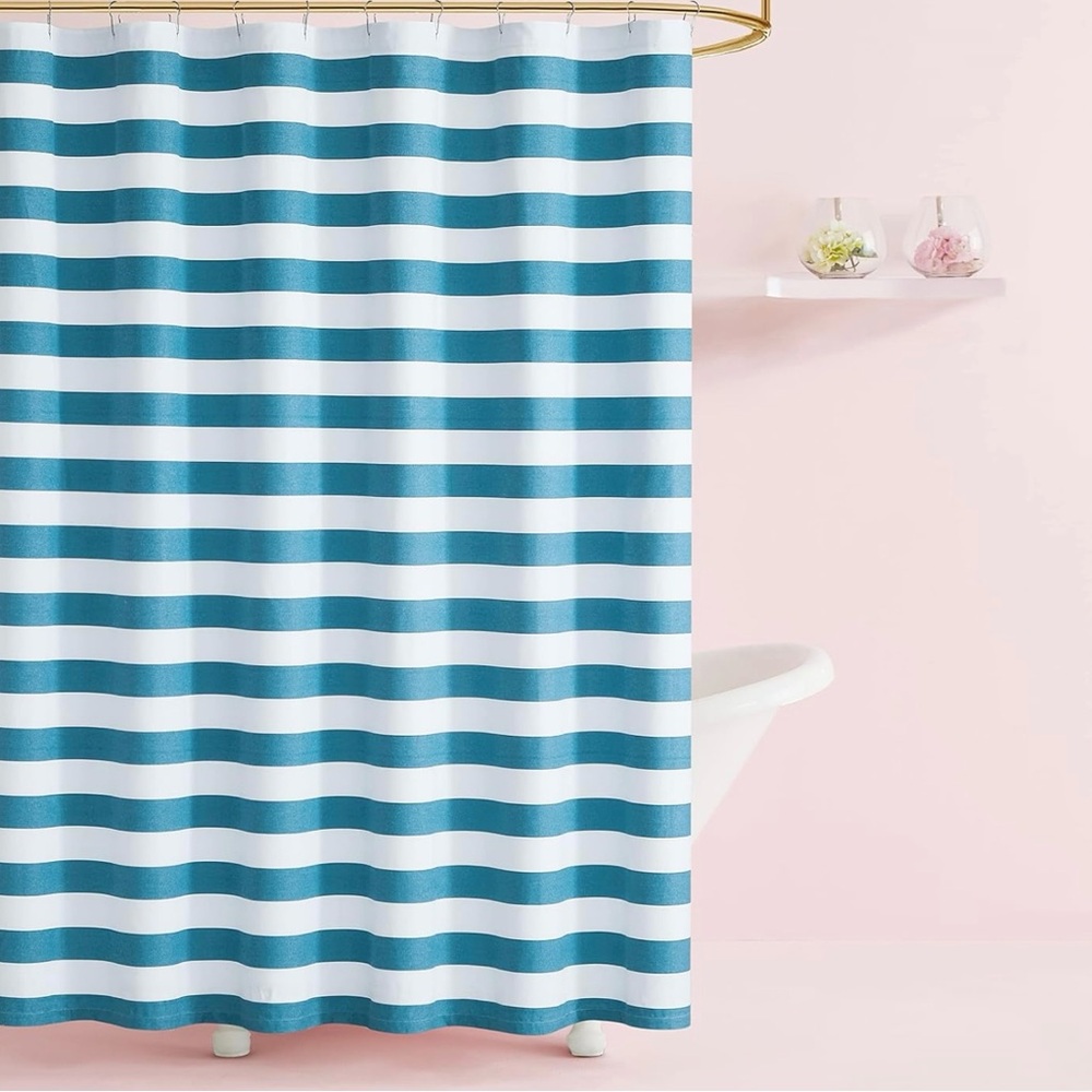 kate spade Teal and White Striped Shower Curtain